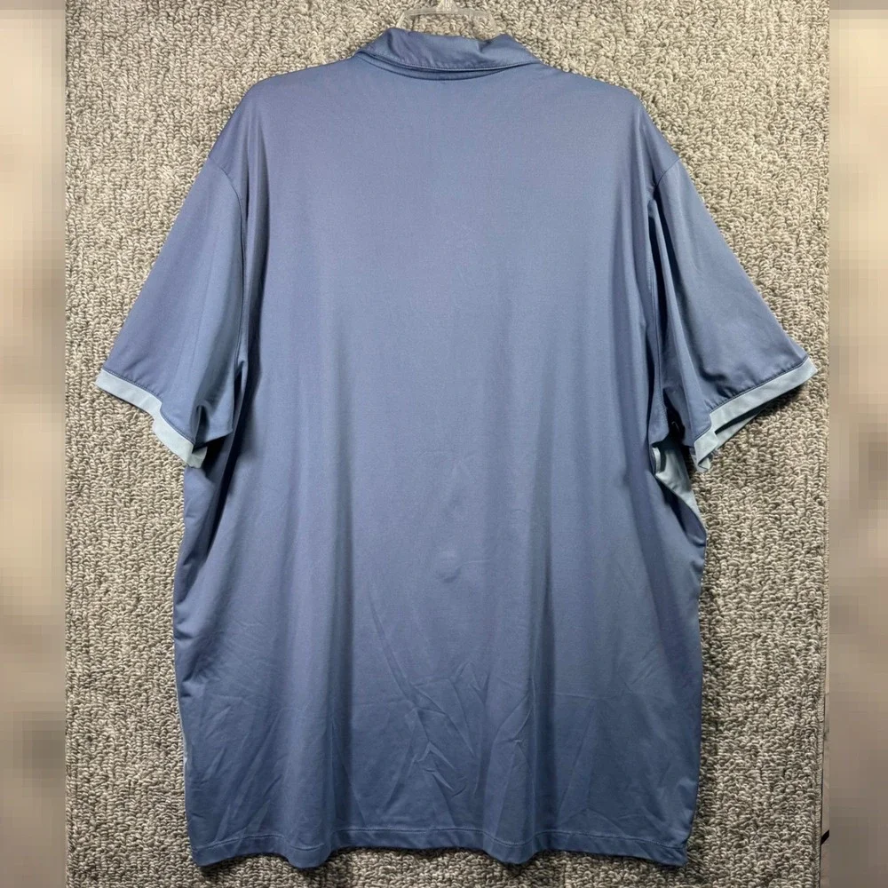 Nike Golf Polo Shirt Dri-Fit Standard Fit Performance Wicking Blue Gray Mens 2XL